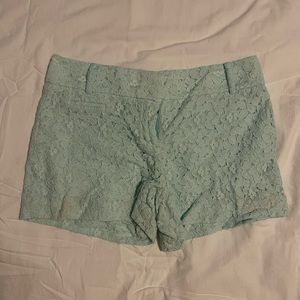 Mint green lace LOFT shorts size 2